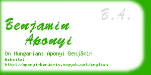 benjamin aponyi business card