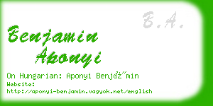 benjamin aponyi business card